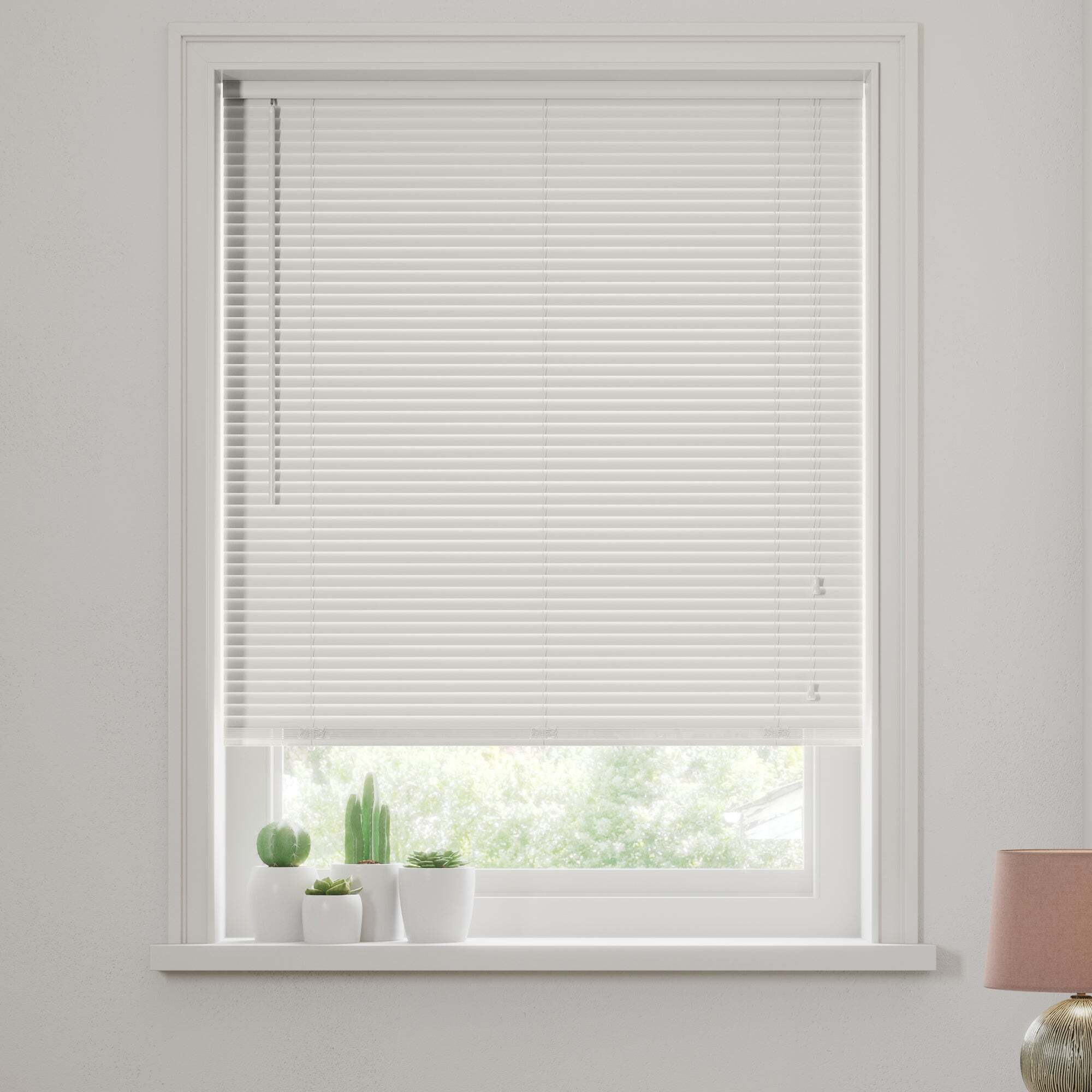 White Wooden Venetian Blind 27mm Slats, Size:90cm x 160cm White