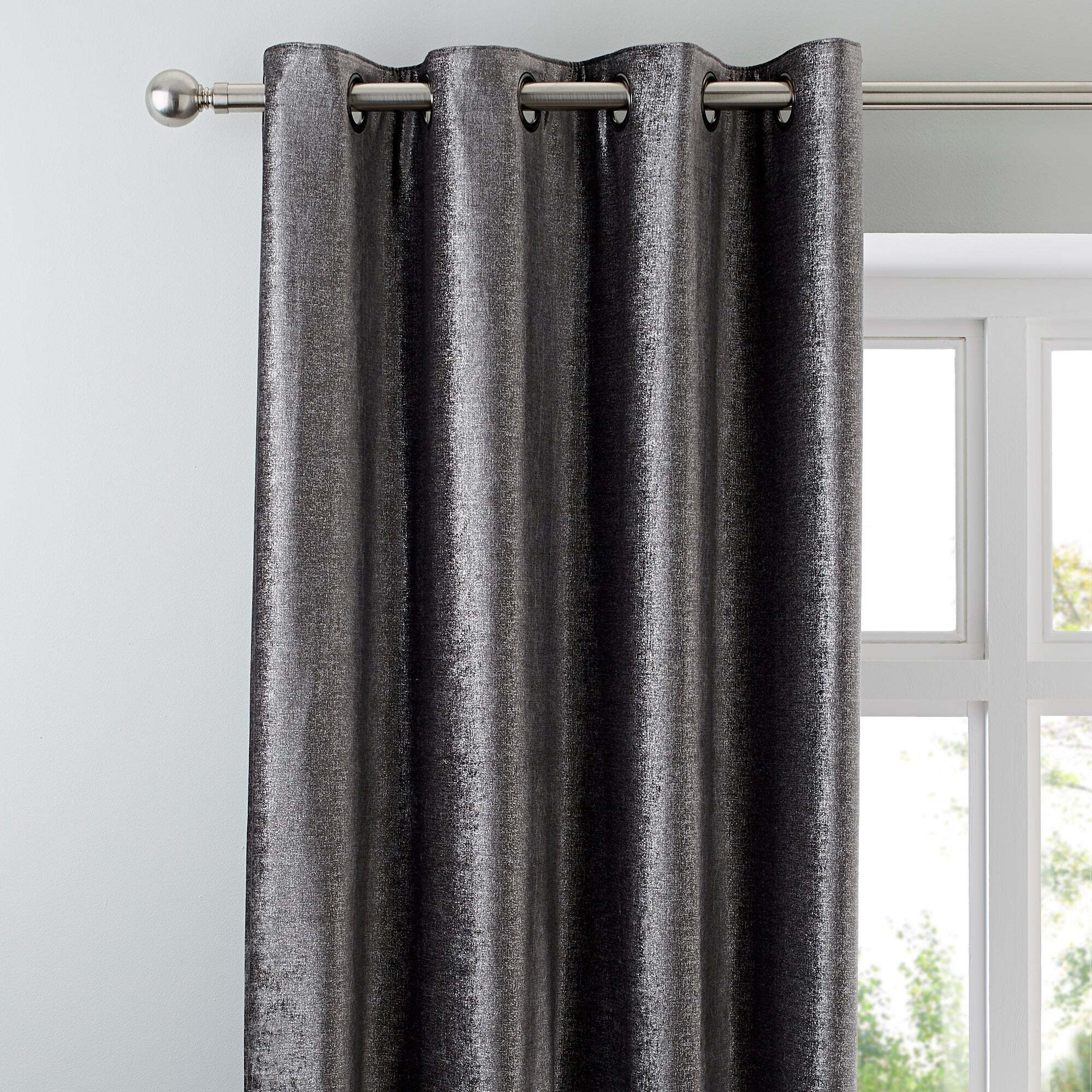 5A Fifth Avenue Broadway Charcoal Eyelet Curtains Charcoal