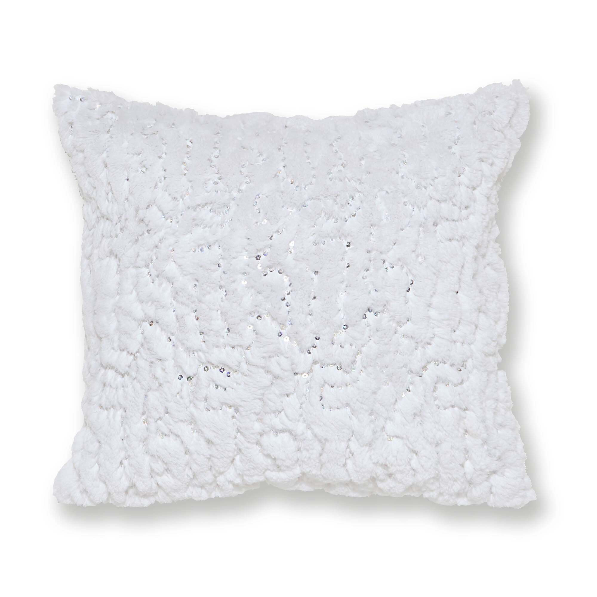 Faux Fur White Sequin Cushion White