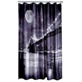 Brooklyn Bridge Shower Curtain Blue, Black and White