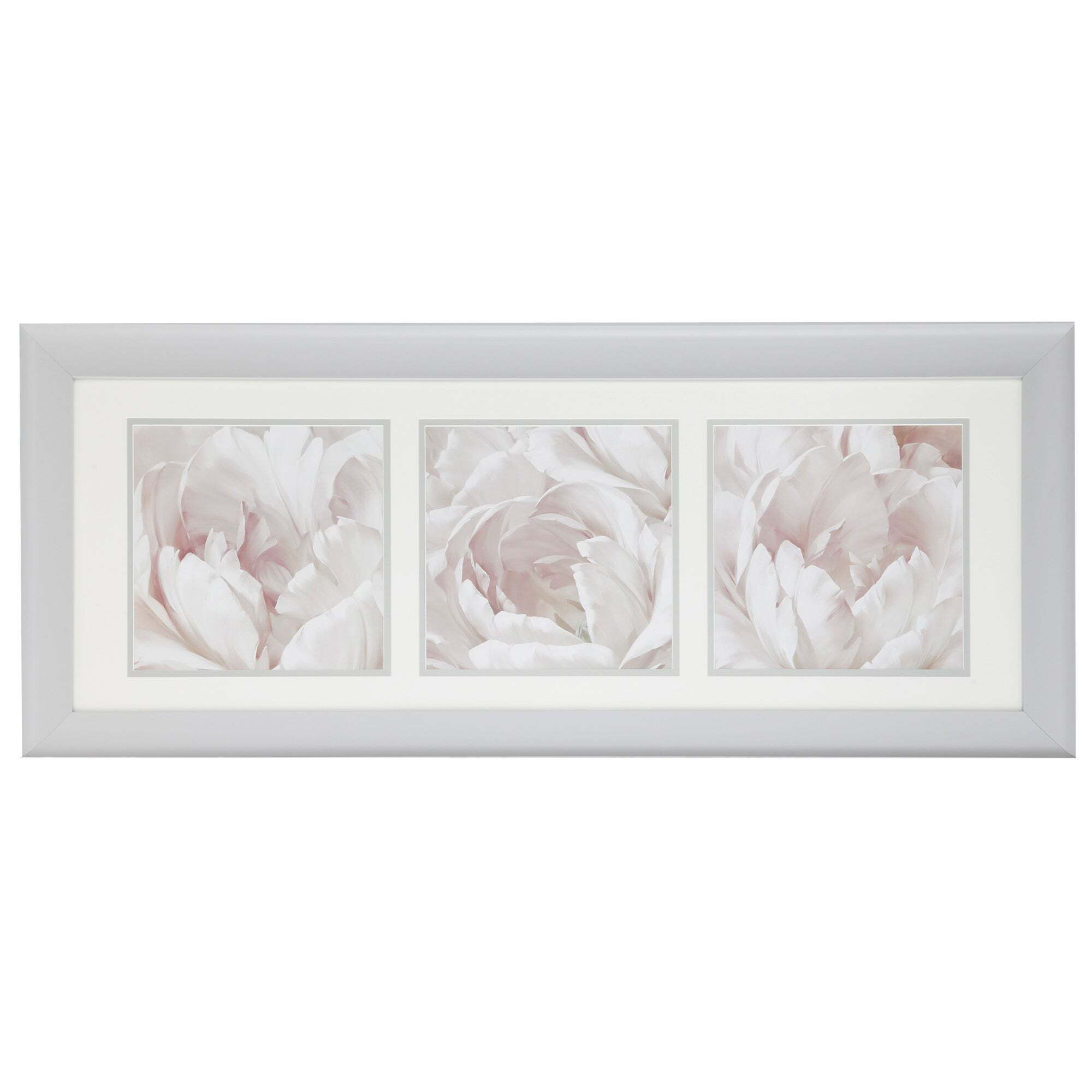 Triple Floral Framed Print Grey