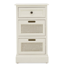 Lucy Cane 3 Drawer Bedside Table Natural (White)