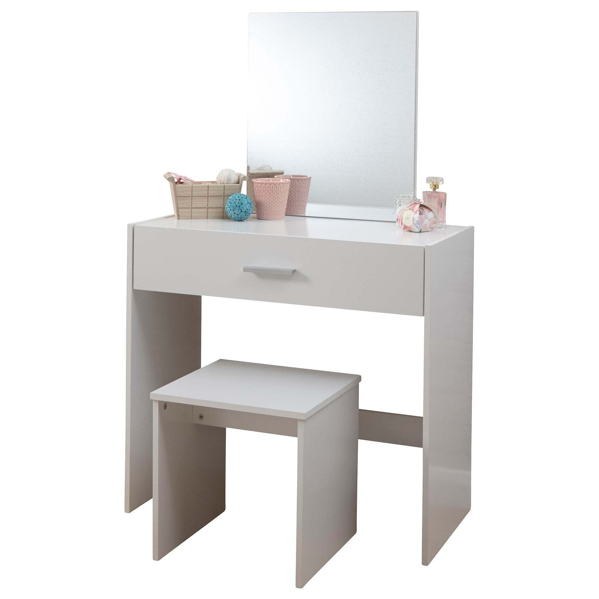 Julia 1 Drawer Dressing Table Set with Mirror White