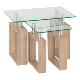 Milan Glass Top Nest of Tables Brown