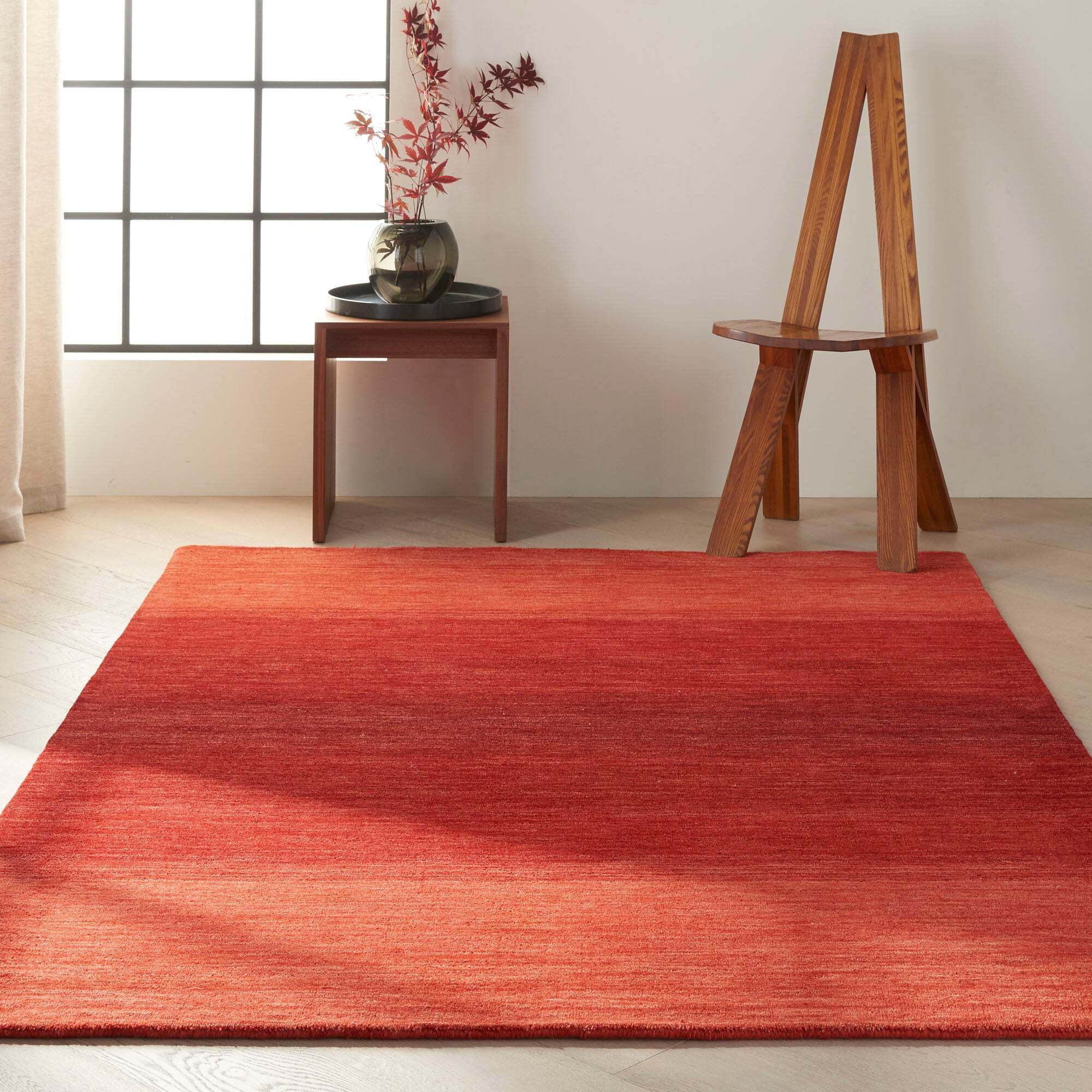 Linear Glow Rug Red