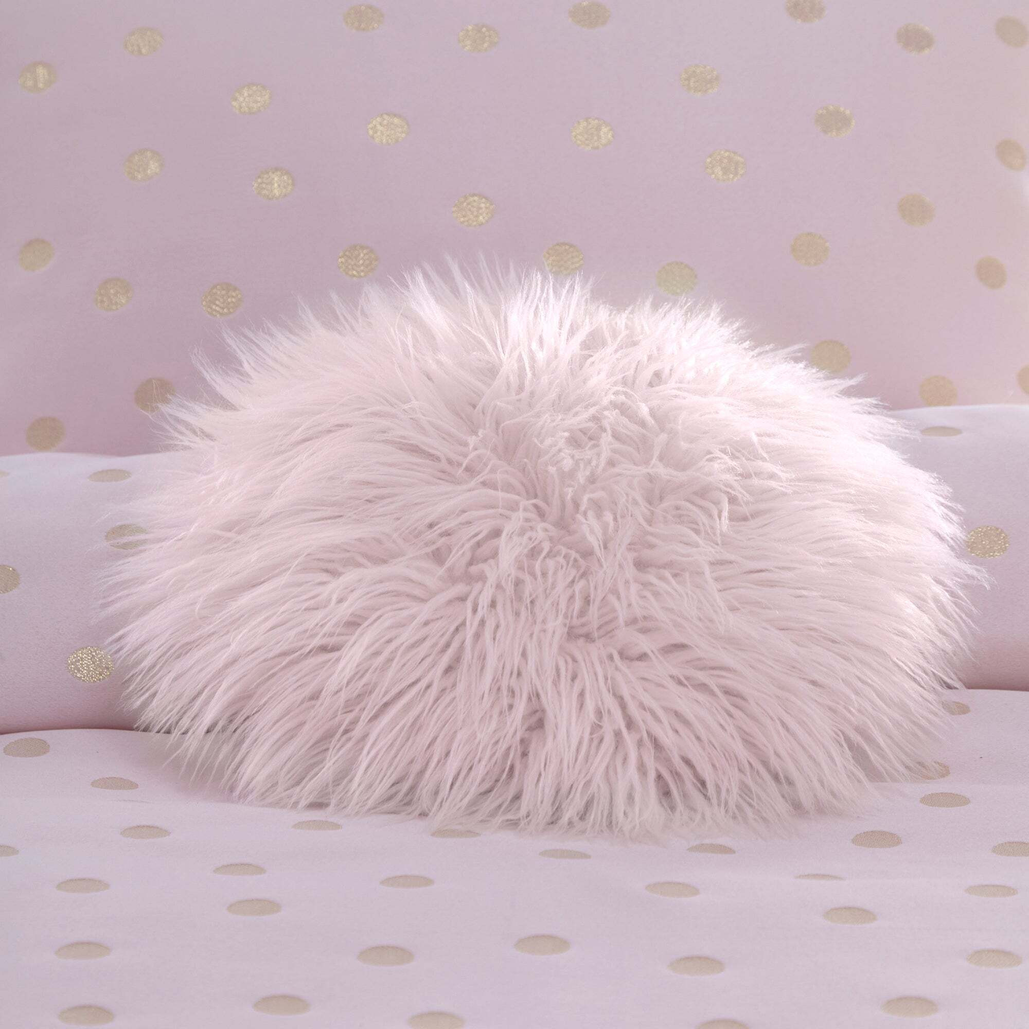 Circle Pink Faux Fur Cushion Pink