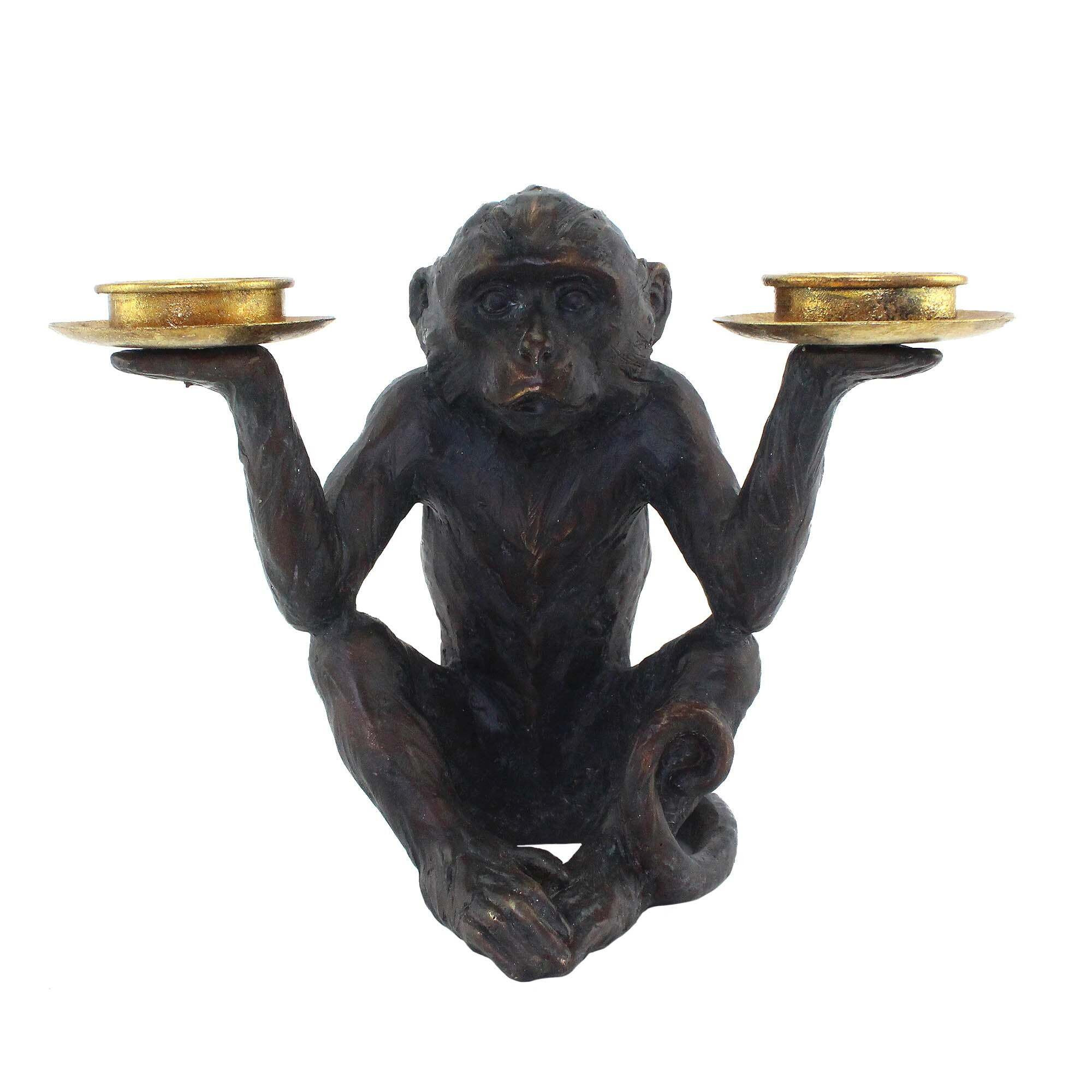 Monkey Tealight Holder Black/Brown
