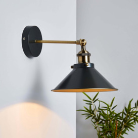 Logan Industrial Grey Wall Light Black