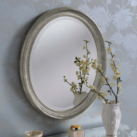 Yearn Ornate Oval Mirror, Silver 71x61cm Silver