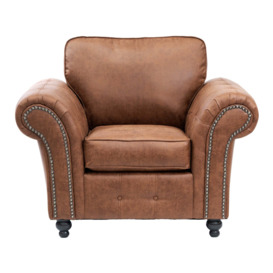 Oakland Soft Faux Leather Armchair Brown