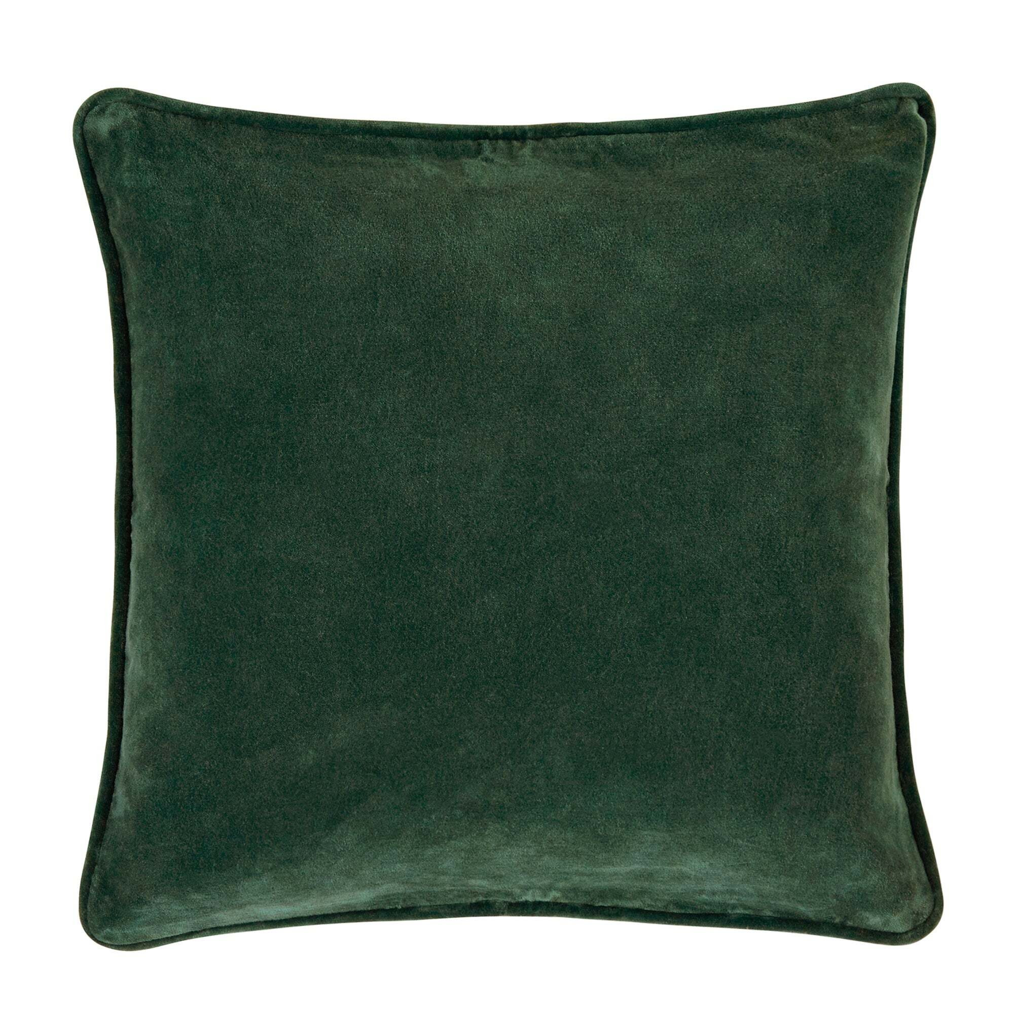 Clara Cotton Velvet Square Cushion Emerald (Green)