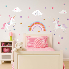 Glitter Unicorn Wall Sticker Pink/White/Blue