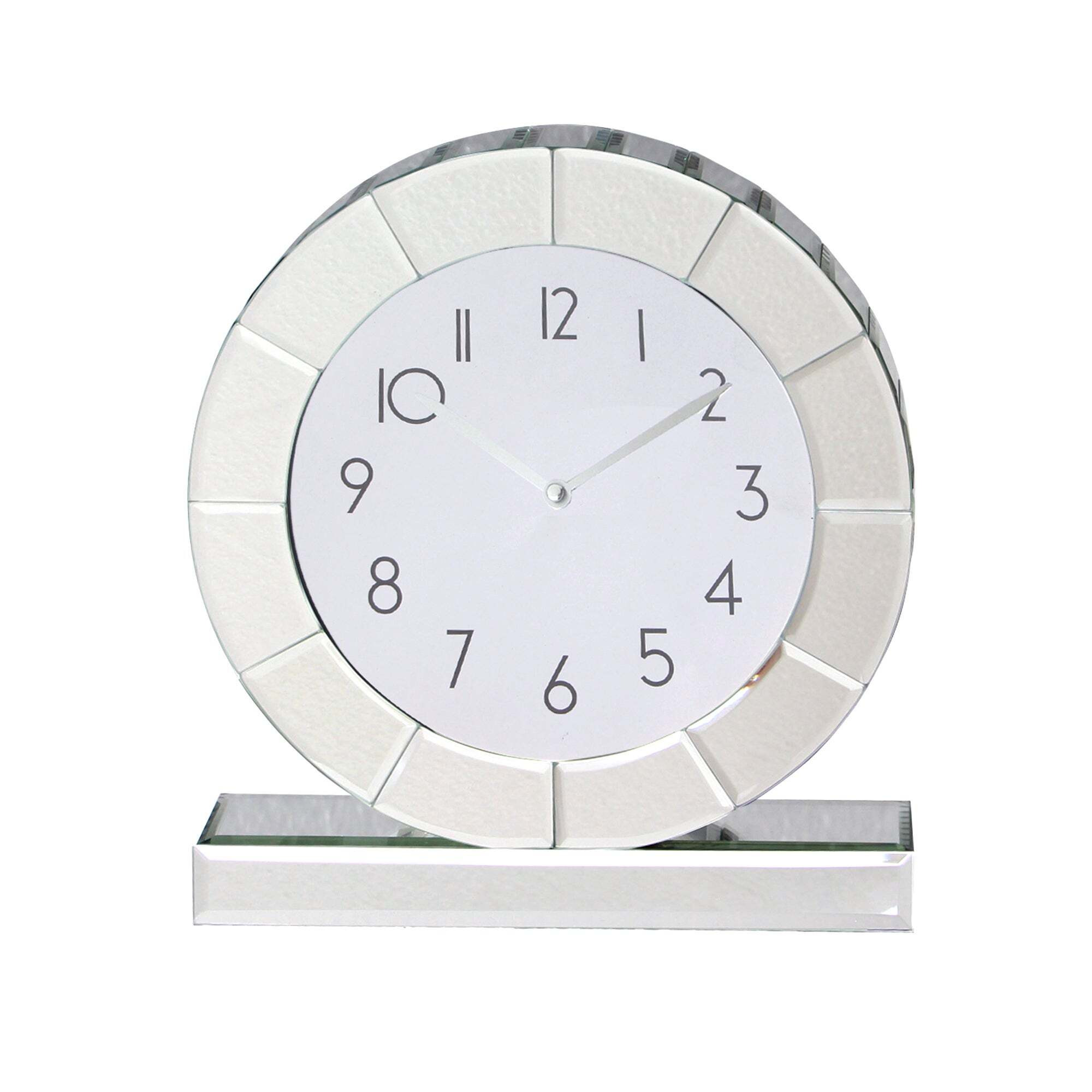 5A Fifth Avenue Mirrored Mantle Clock White