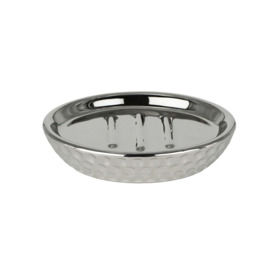 Silver Hammered Soap Dish Silver