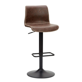 Venice Adjustable Height Swivel Bar Stool, Faux Leather Brown