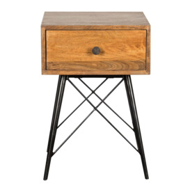 Finchley 1 Drawer Bedside Table, Mango Wood Wood (Brown)