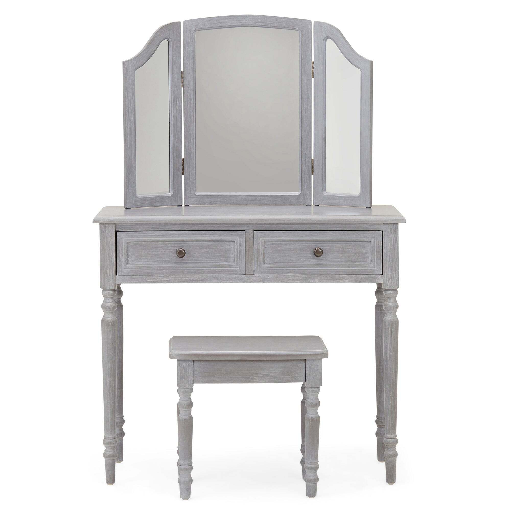 Lucy Cane 2 Drawer Dressing Table Set with Mirror Grey