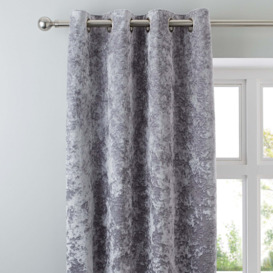 Crushed Velour Silver Eyelet Curtains Silver