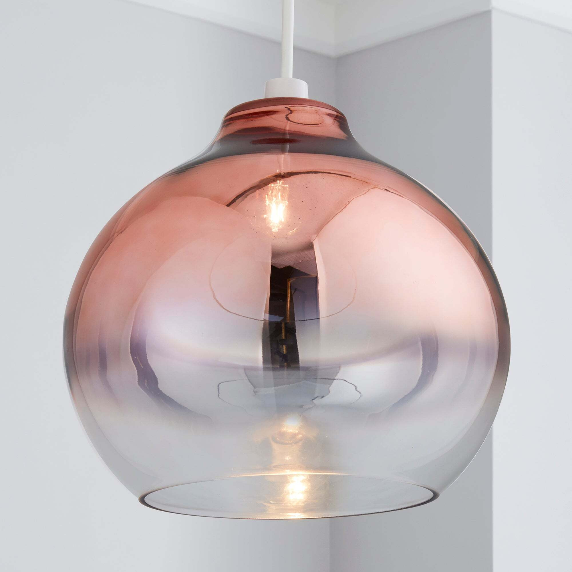 Nivala Ombre Smoked Glass Copper Easy Fit Pendant Copper (Brown)