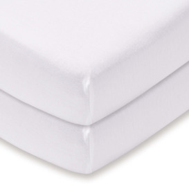 Pack of 2 100% Cotton Jersey Fitted Sheets White