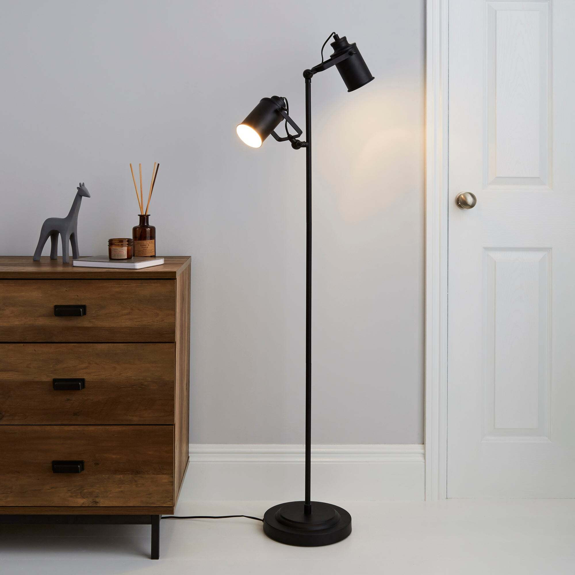 Healy 2 Light Black Floor Lamp Black