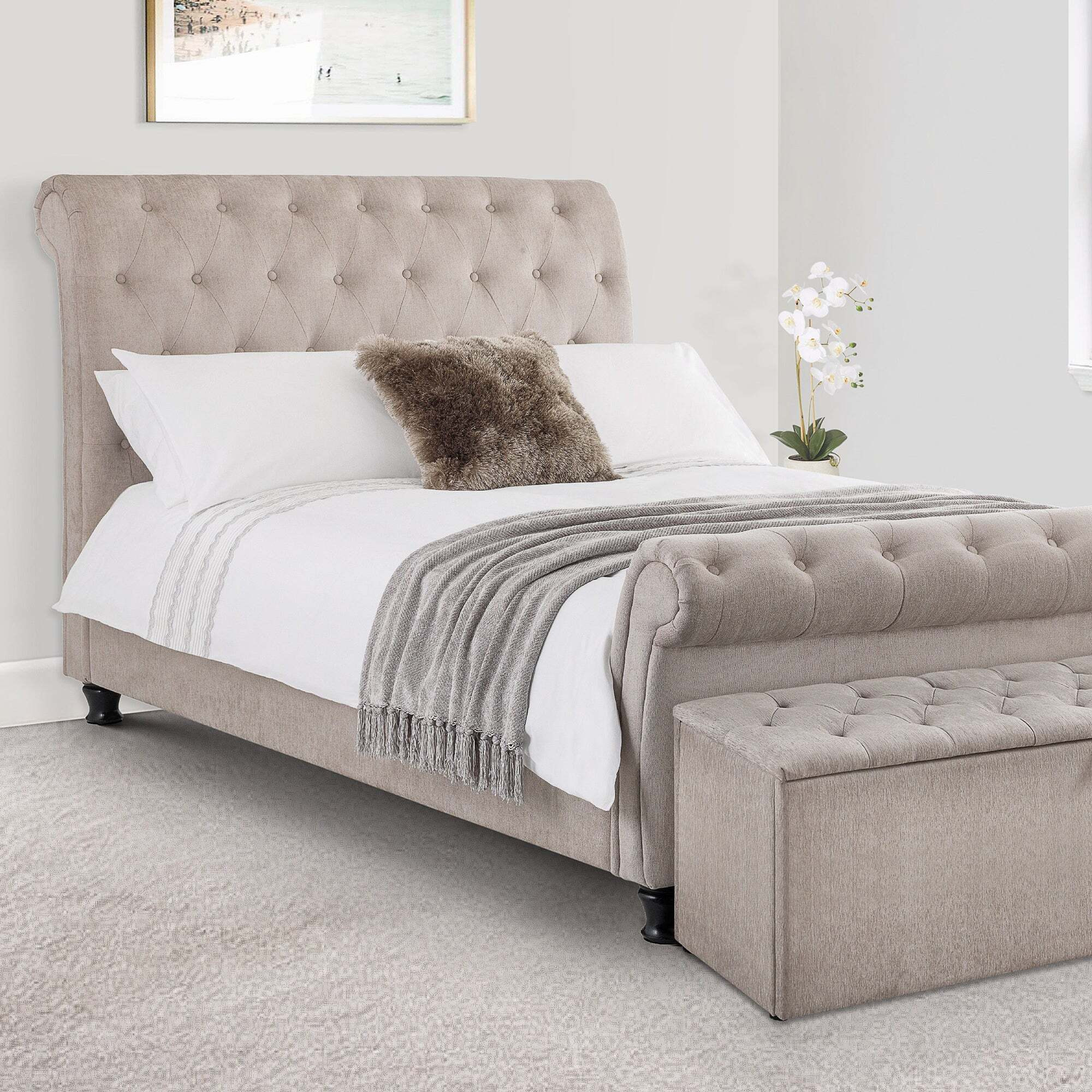 Ravello Upholstered Kingsize Bed Frame Grey