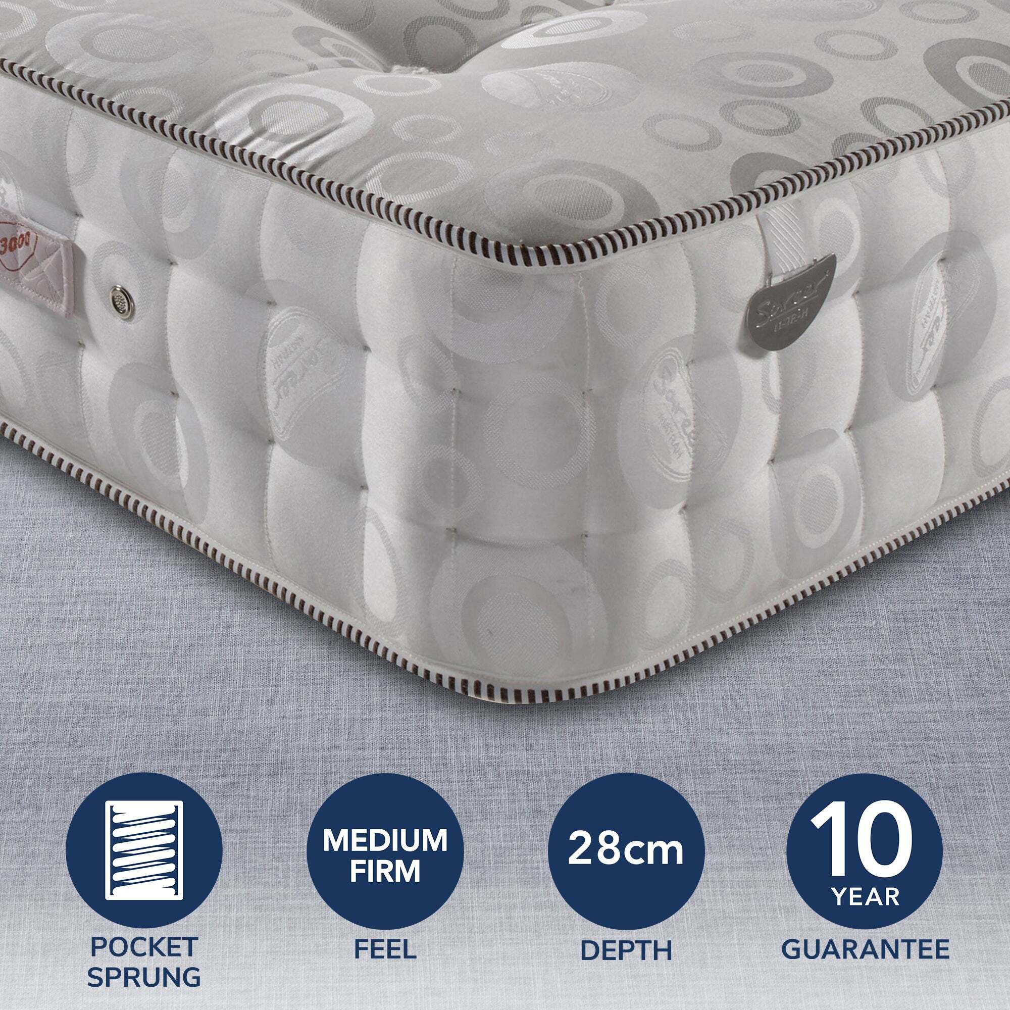 Pocketo Medium Firm 3000 Pocket Sprung Mattress White