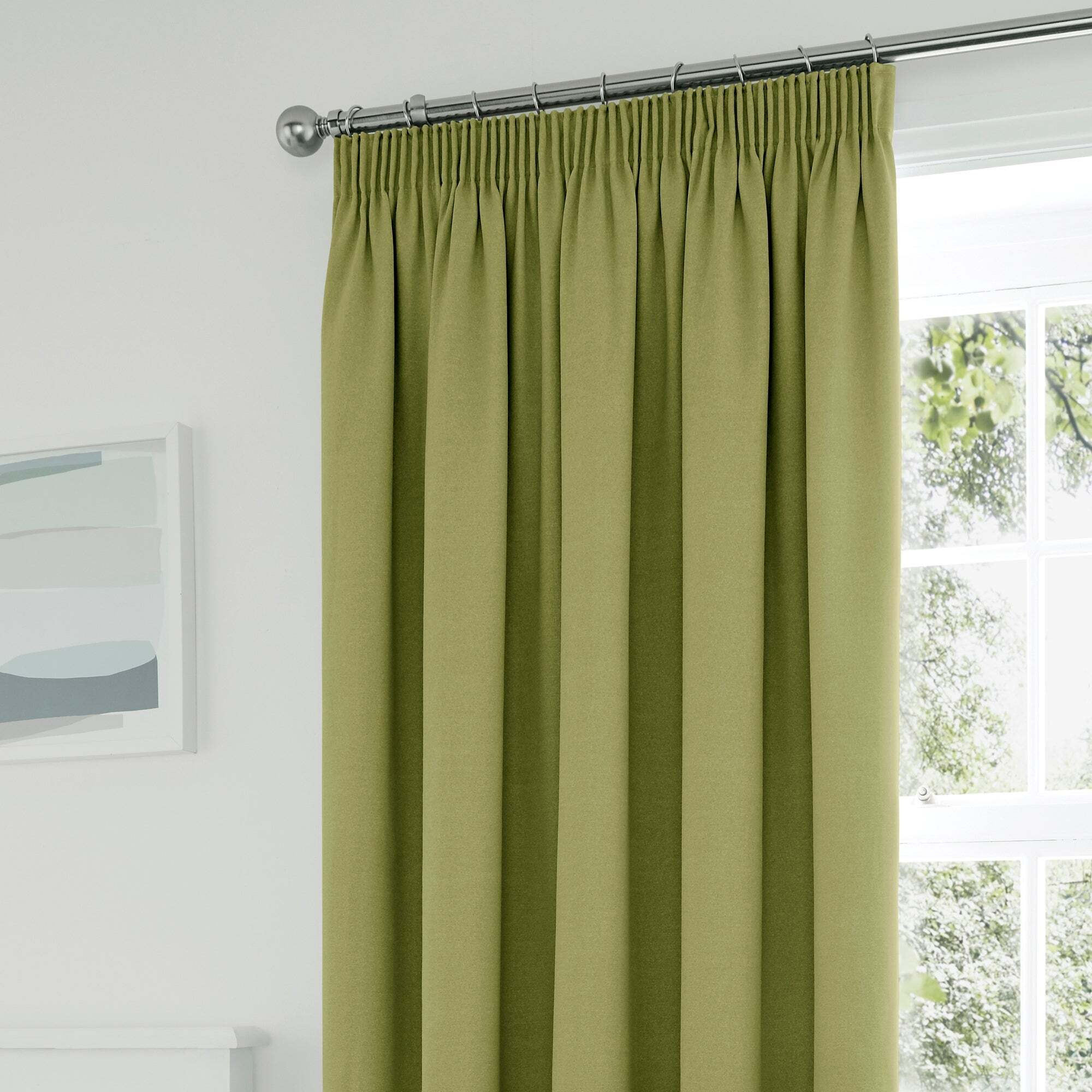 Tyla Green Blackout Pencil Pleat Curtains Green