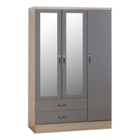 Nevada Triple 2 Drawer Wardrobe, Mirrored Grey