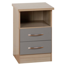 Nevada 2 Drawer Bedside Table Grey and Brown