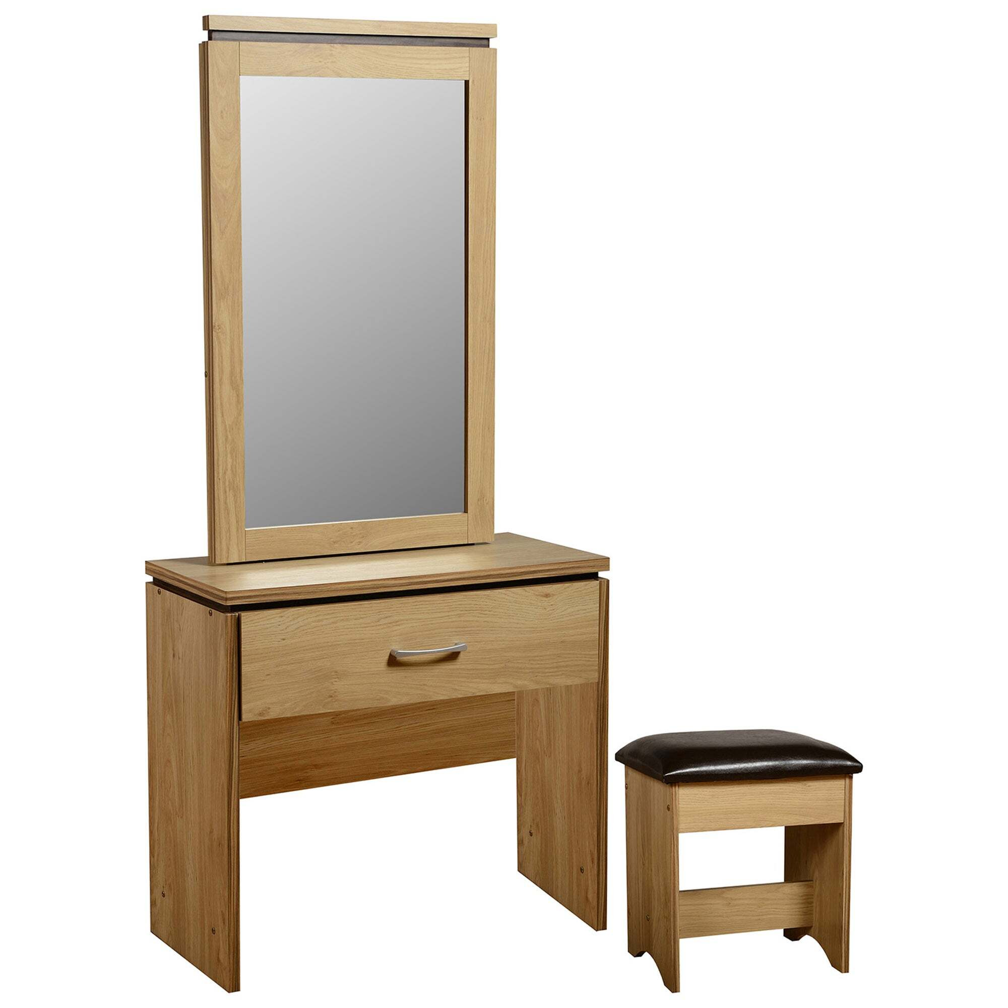 Charles 1 Drawer Dressing Table Set with Mirror Brown