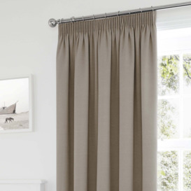 Tyla Natural Blackout Pencil Pleat Curtains Brown