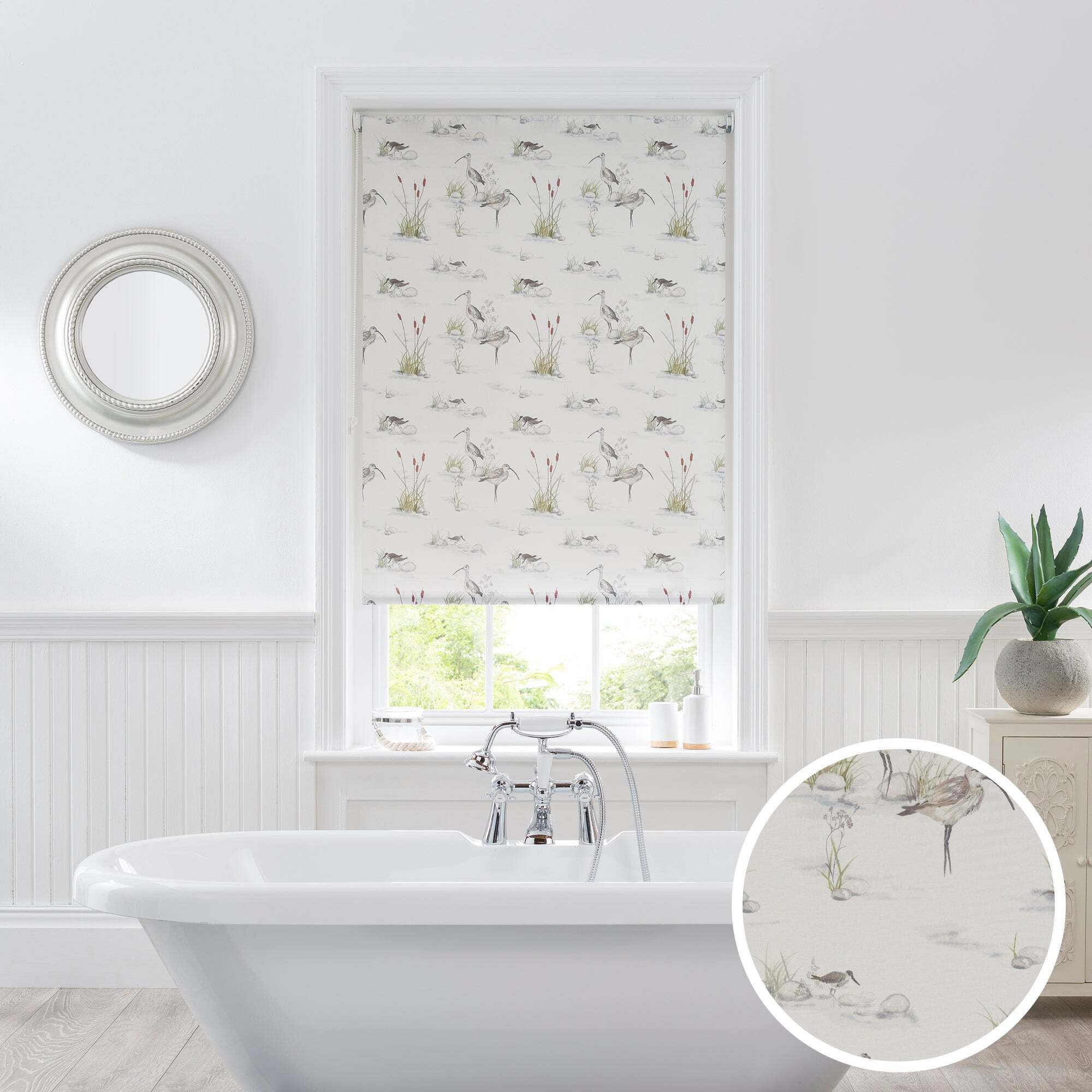 Wading Birds Natural Moisture Resistant Daylight Roller Blind Natural