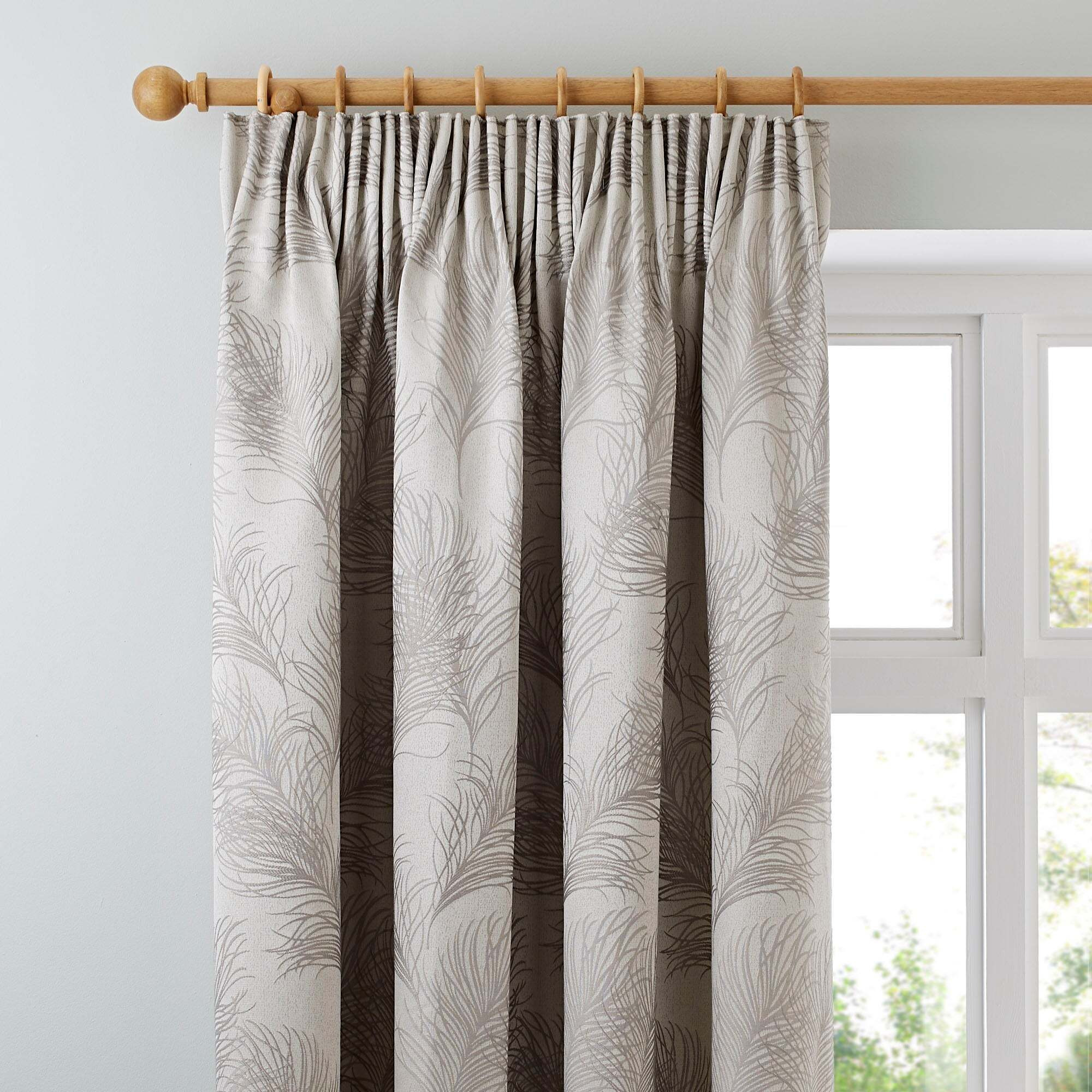 Feathers Grey Pencil Pleat Curtains Grey