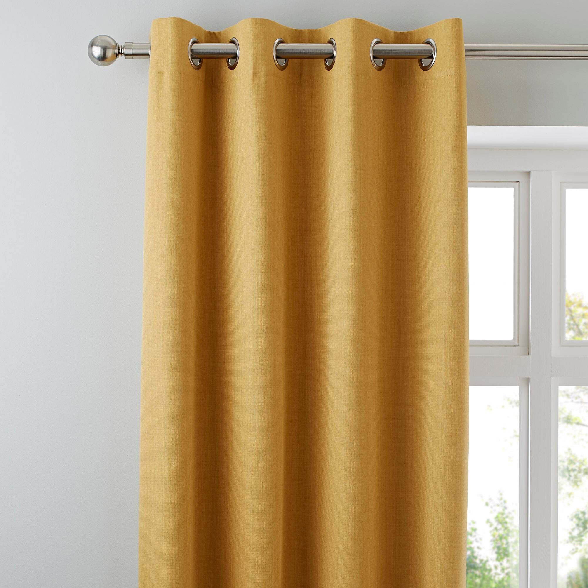 Solar Mustard Blackout Eyelet Curtains Yellow