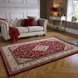 Antalya Traditional Rug Red, Beige and White