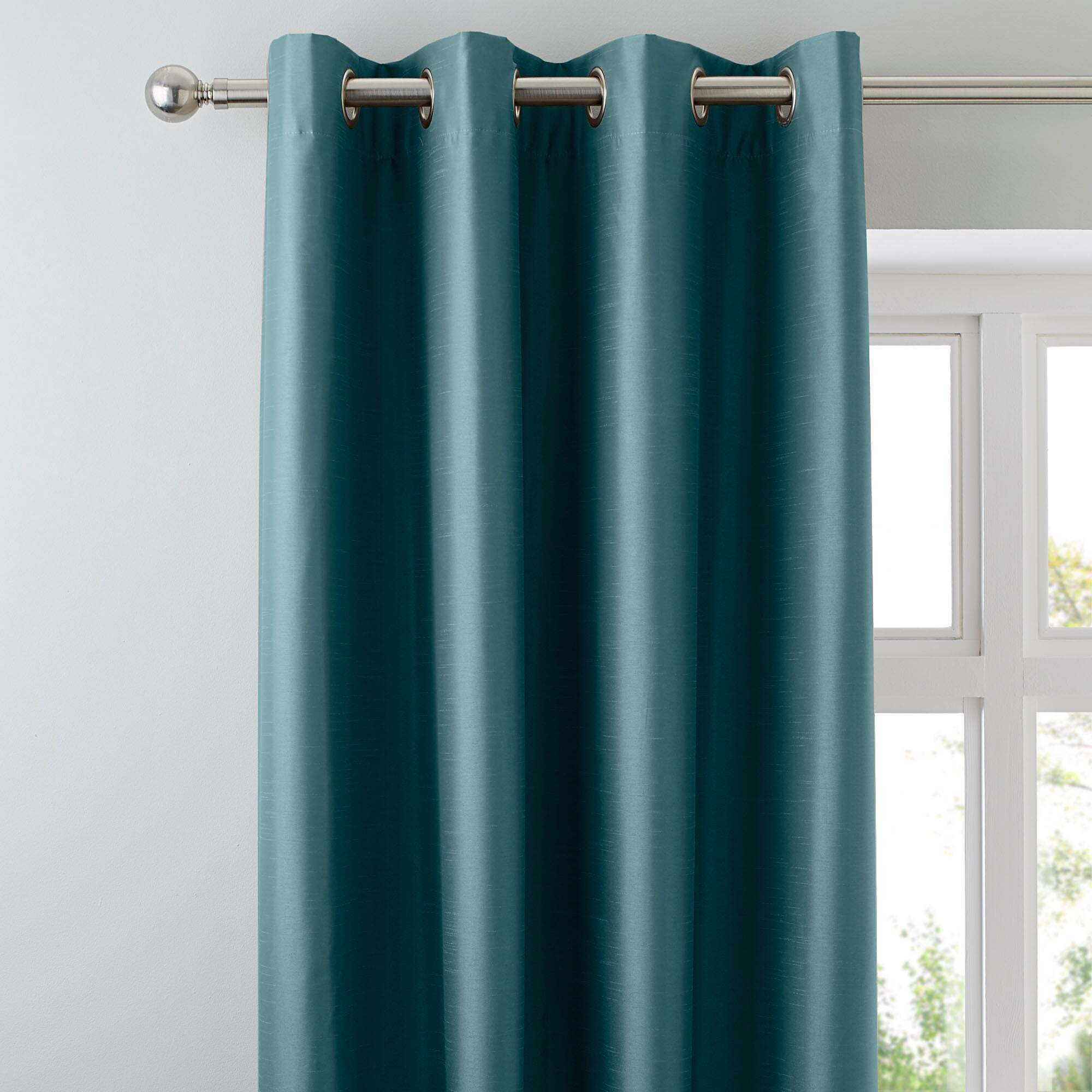 Nova Teal Blackout Eyelet Curtains Green