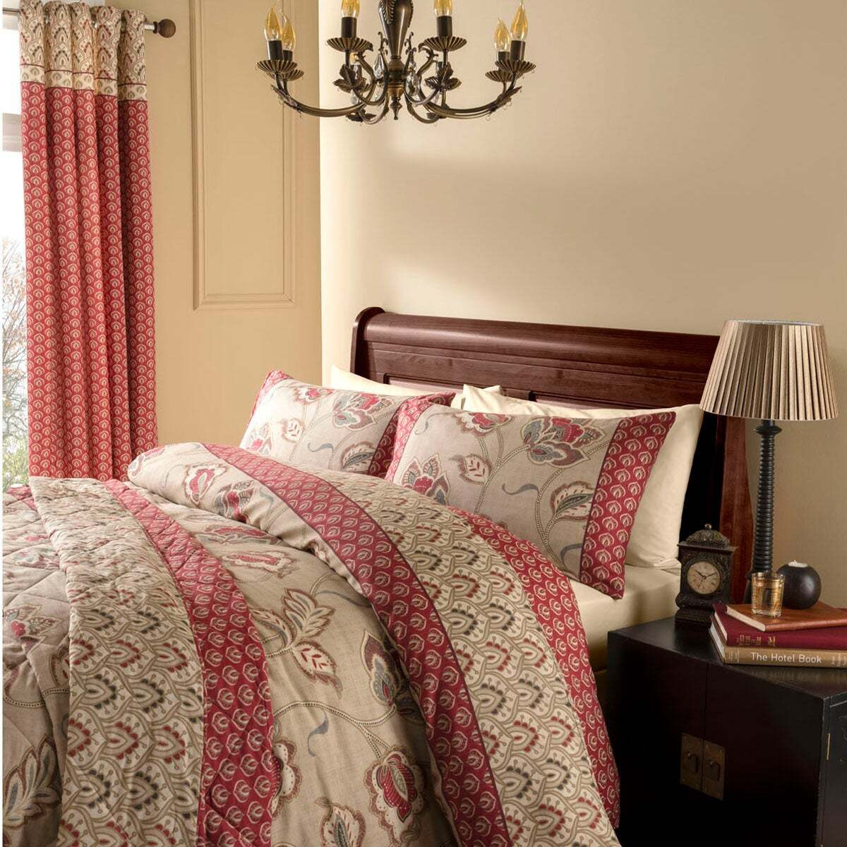 Catherine Lansfield Kashmir Red Duvet Cover and Pillowcase Set red