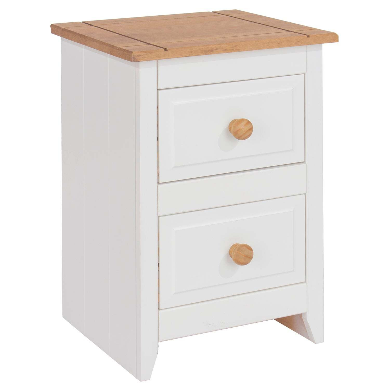 Capri Small 2 Drawer Bedside Table, White & Pine White