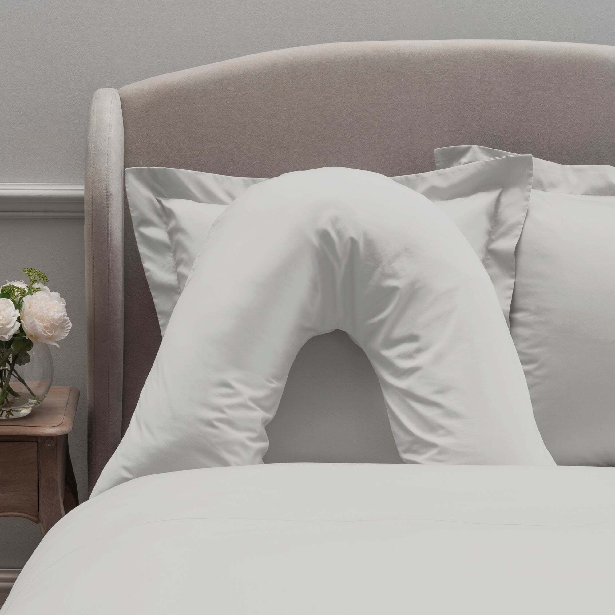 Dorma 300 Thread Count 100% Cotton Sateen Plain V-Shaped Pillowcase White