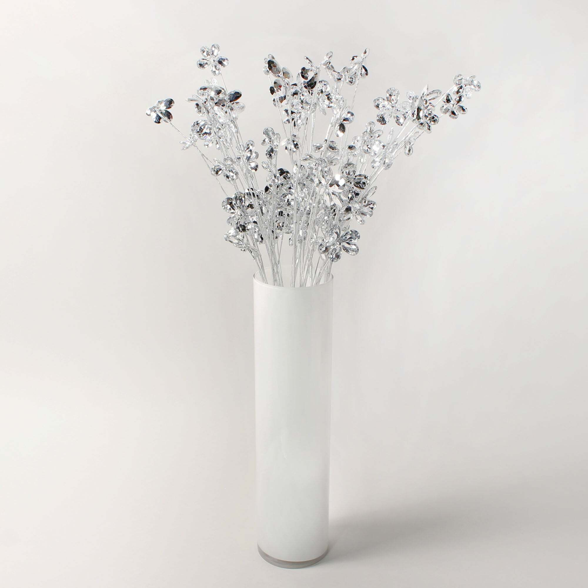 Wedding Flower Silver Spray 66cm Clear