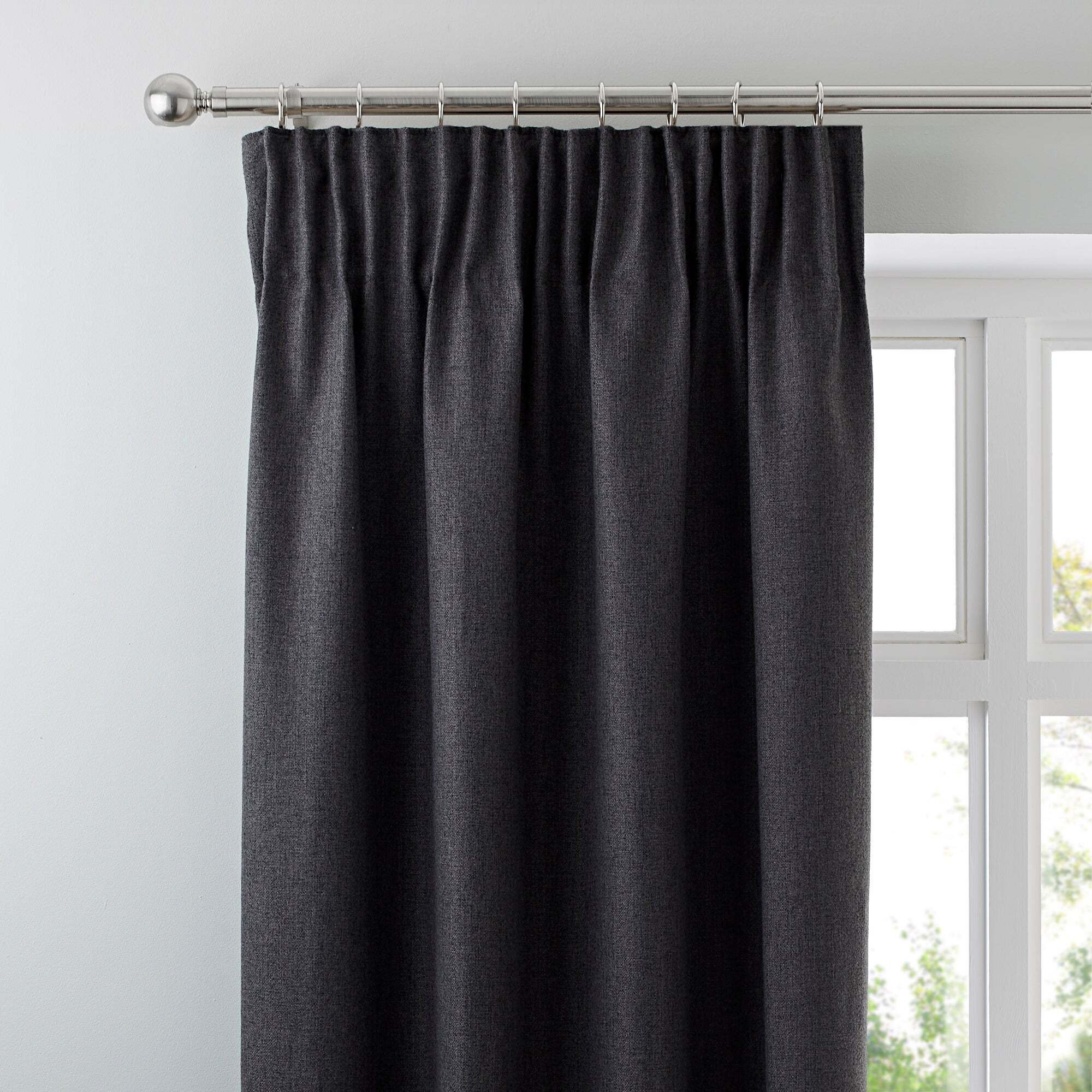 Jennings Charcoal Thermal Pencil Pleat Curtains Charcoal