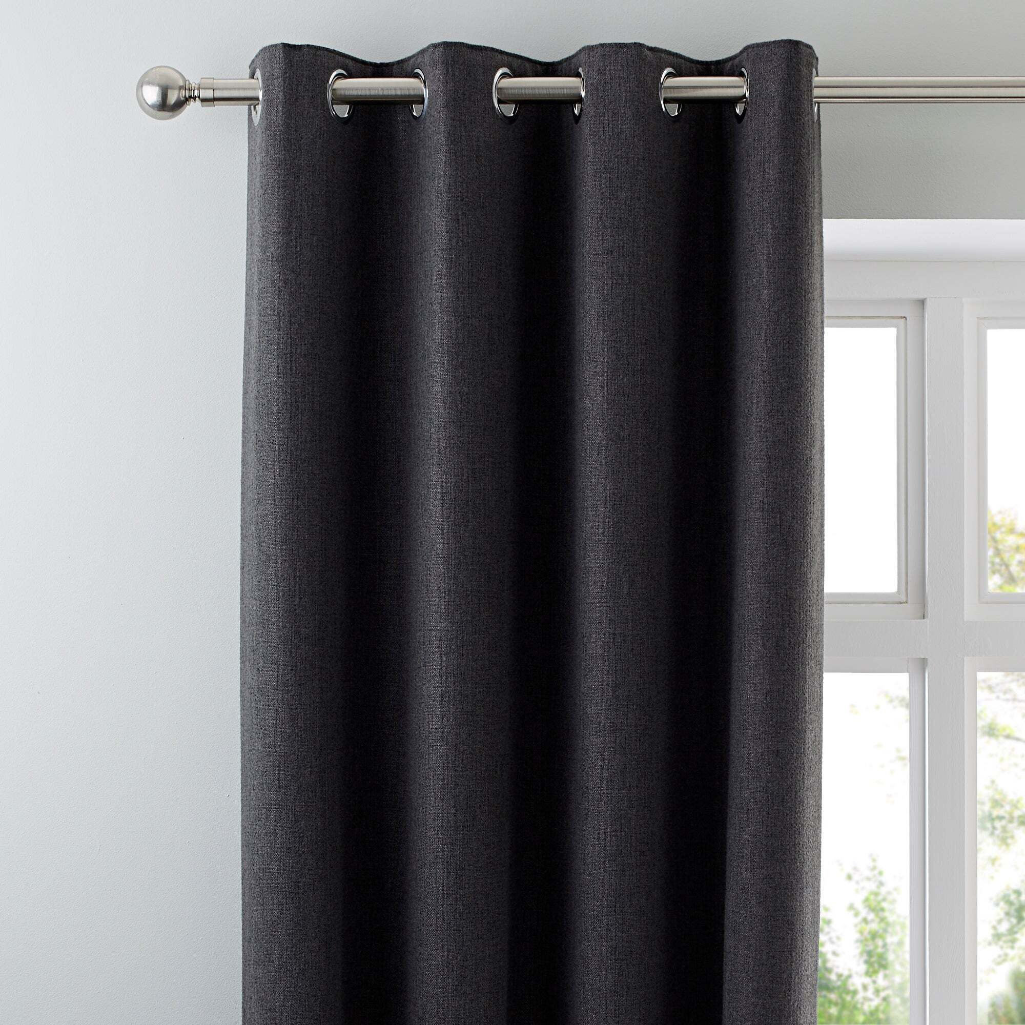 Jennings Charcoal Thermal Eyelet Curtains Charcoal
