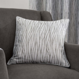 Linear Waves Silver Cushion Silver and Grey