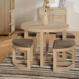 Cambourne Round Stowaway Dining Table with 4 Chairs Natural