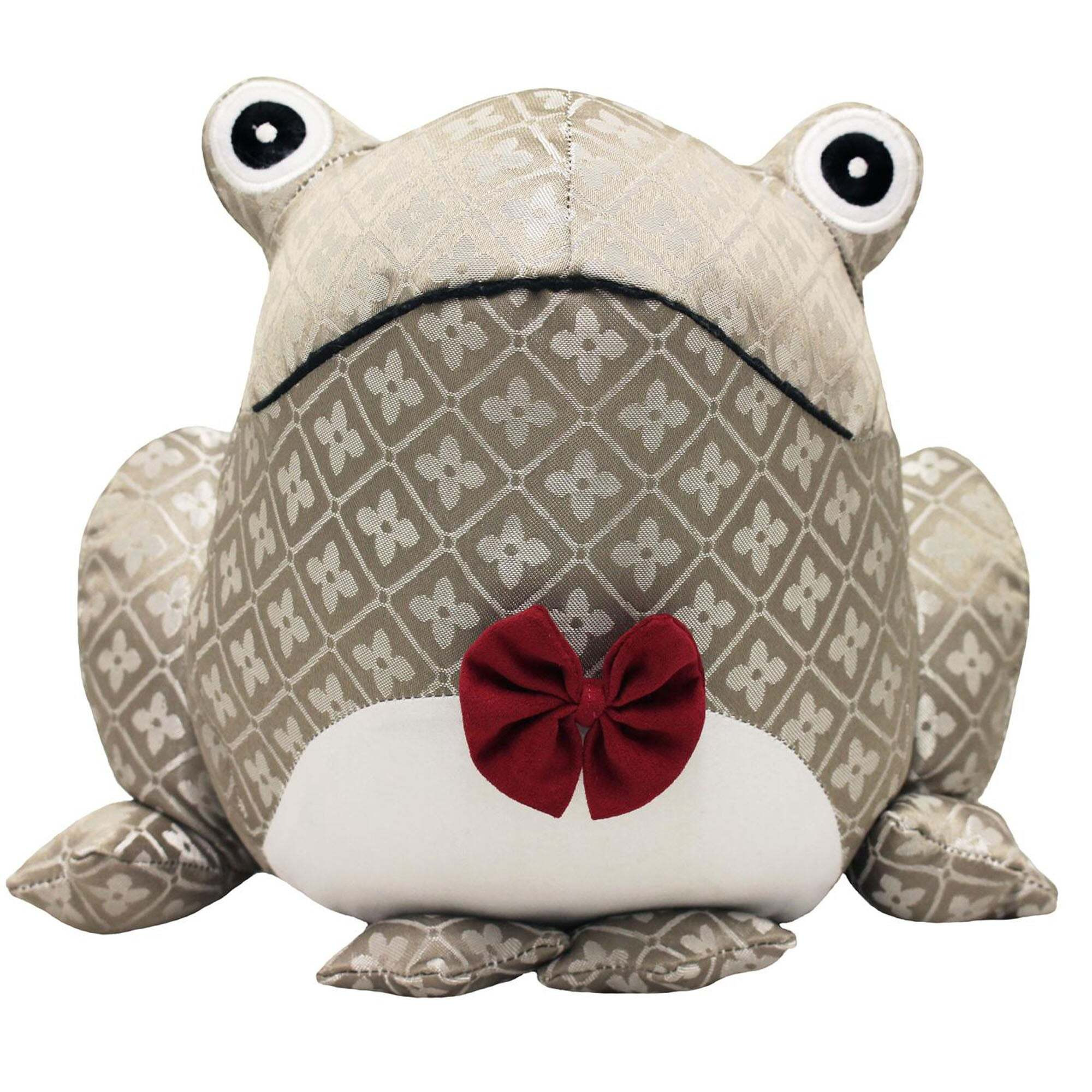 Jacquard Frog Door Stop Brown/Red/White