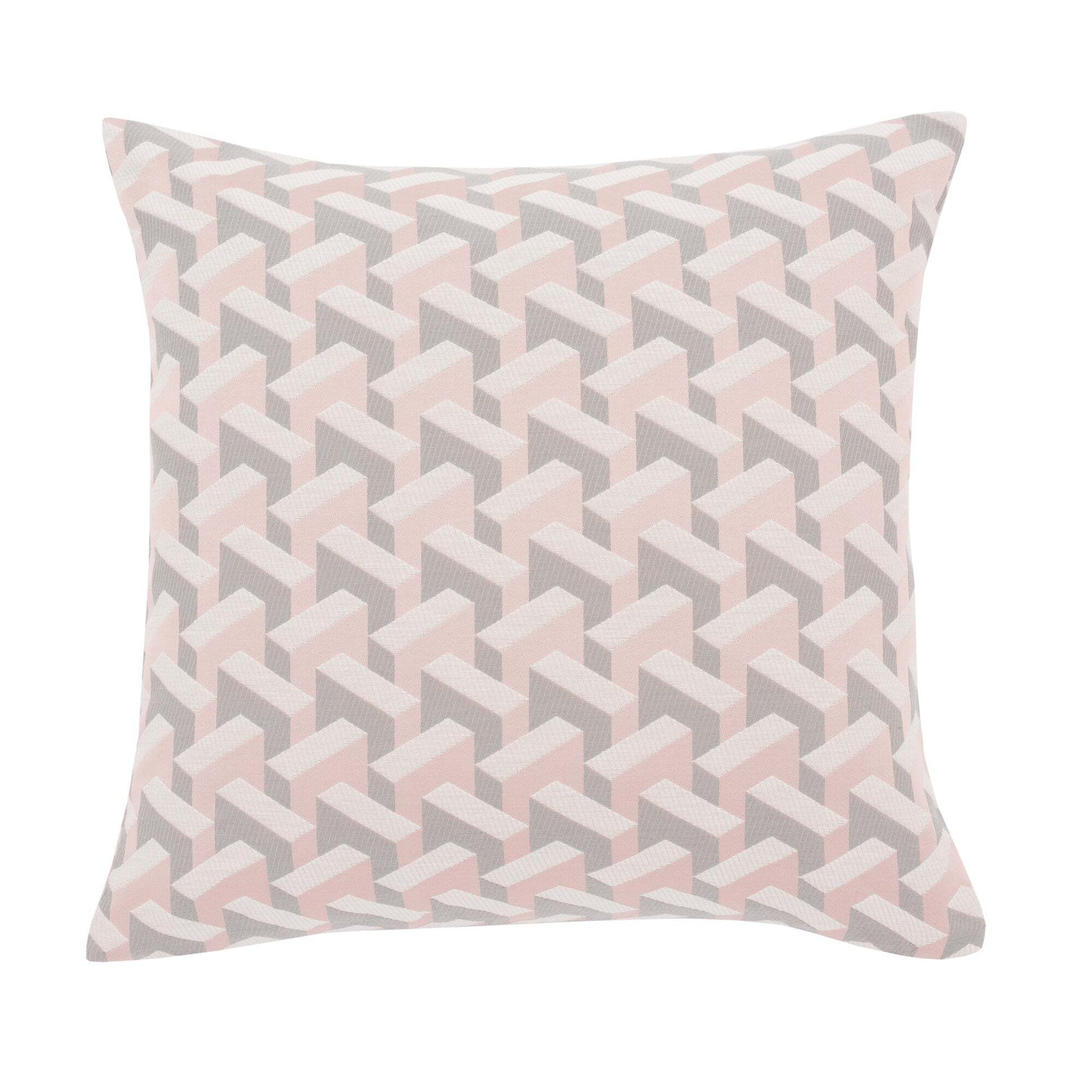 Jacquard Geo Cushion Cover Pink