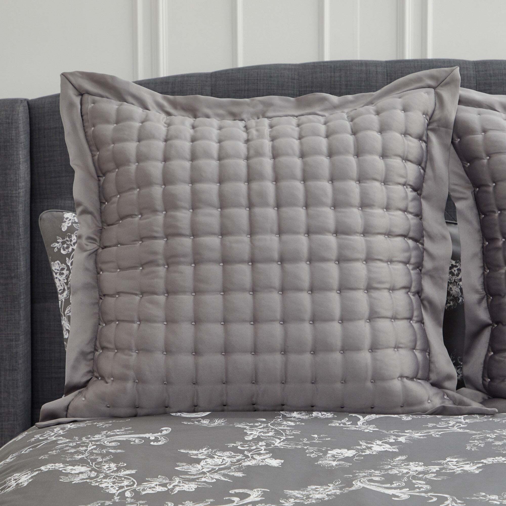 Dorma Ophelia Charcoal Continental Square Pillowcase Charcoal (Grey)