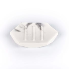 Marble Effect Soap Dish White