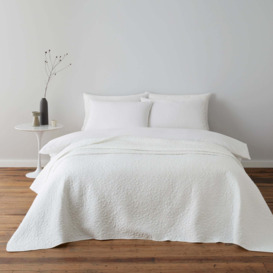 Bloom Floral White Quilted Bedspread White